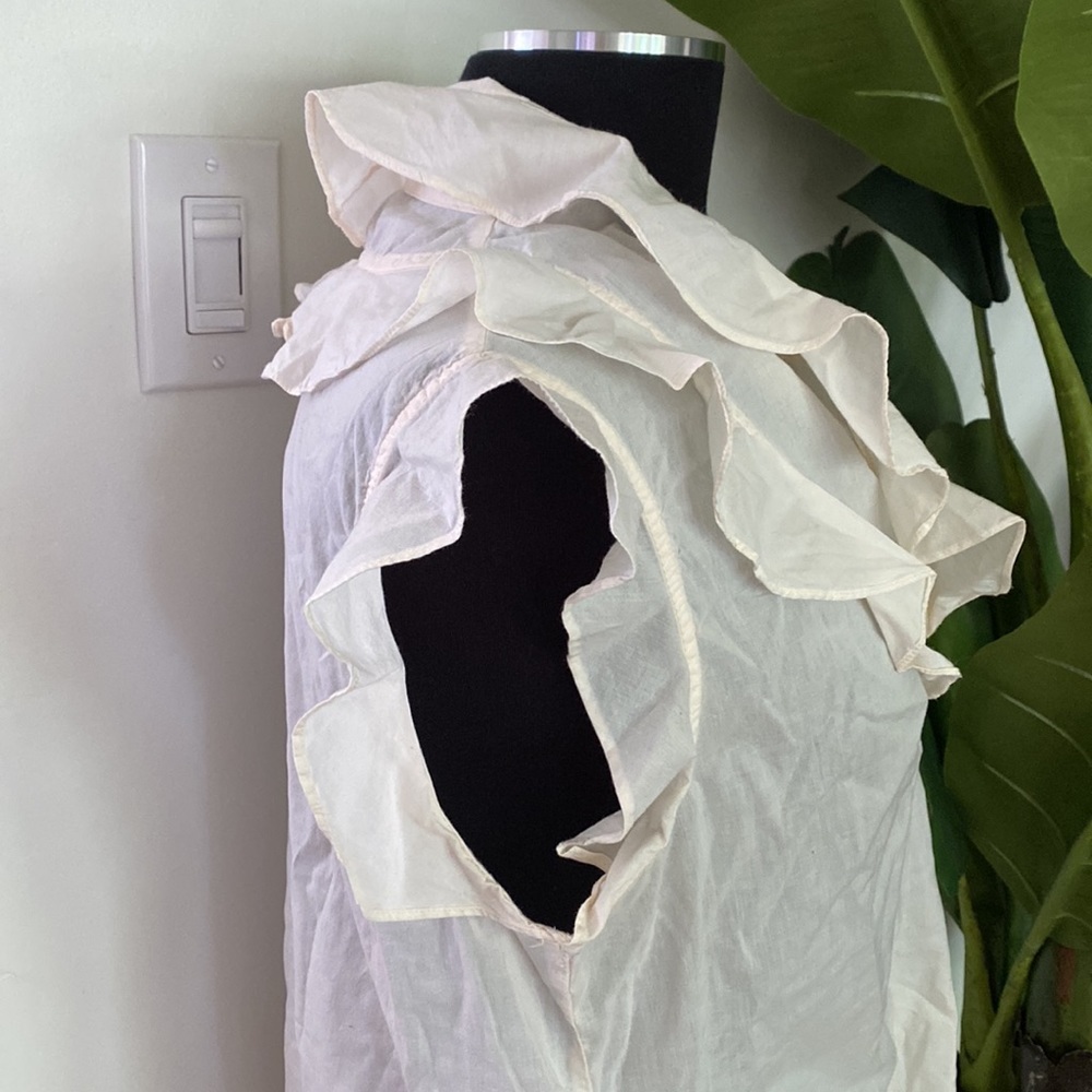 French Connection Ivory Blouse with Ruffles - Picture 4 of 7